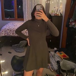 Green Mock Neck Dress